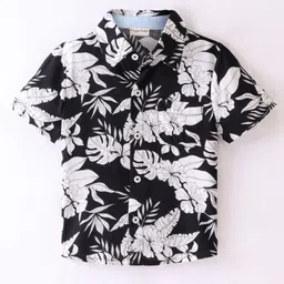 CrayonFlakes Half Sleeves Floral Printed Shirt - Black-picture-13