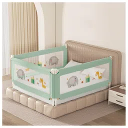 Kids Station Foldable Bed Rail Guard 3 Side, Green (180 x 150 cm) Adjustable Height Baby Safety Barrier for Queen Size Bed (6ft x 5ft, Basic)-image-52