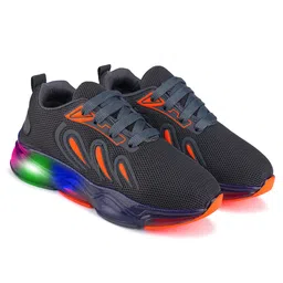 BERSACHE Mesh Detailed & Colour Blocked Lace Up LED Shoes - Grey-picture-27