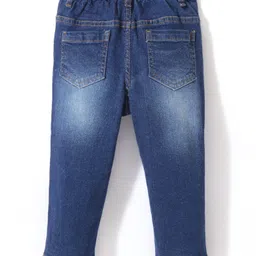 Babyhug Denim Full Length With Stretch Washed Jeans Text Print - Blue image 2