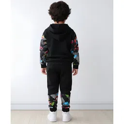Anthrilo Fleece Knit Full Sleeves Race Themed Printed Coordinating Hoodie & Jogger Set - Black image 3