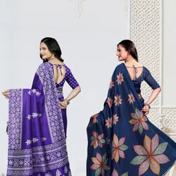 KANOODA Pack of 2 Floral Printed Saree image 2