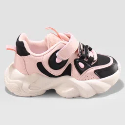 Oh! Pair Sneaker Shoes with Lace & Velcro Closure - Pink image 4
