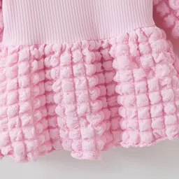 Kookie Kids Full Sleeves Top & Leggings Set with Pop Corn Texture Detailing - Pink image 4