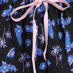 Tales & Stories Viscose Woven Three Fourth Peasant Sleeves Floral Printed Crop Top - Black & Blue image 5