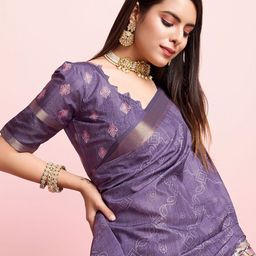 Ethnielle Woven Design Kalamkari Sequinned Saree-picture-1
