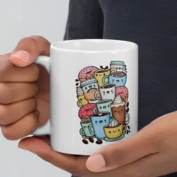 Mr UVD White & Red Graphic Printed Ceramic Glossy Cups- 350 ml-picture-10