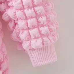 Kookie Kids Full Sleeves Top & Leggings Set with Pop Corn Texture Detailing - Pink image 5