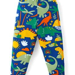 Babyhug Cotton Knit Full Length Lounge Pants With Stripes & Dino Print Pack Of 2 - Multicolor image 5