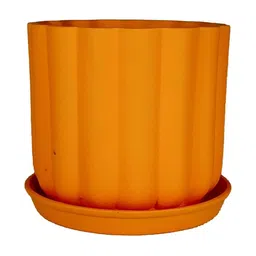 LASAKI Flona Orange-Colored Ceramic Handmade Planter With Plate image 4