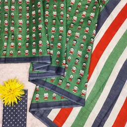 VASVI Ethnic Motifs Pure Cotton Block Print Saree image 4