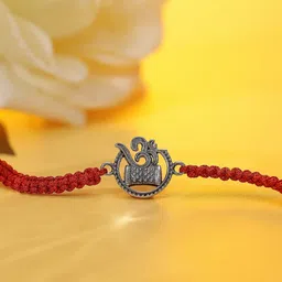 tweov  jewels Tweov Jewels Oxidized Silver Plated Circular Om Damru Thread Rakhi-picture-46