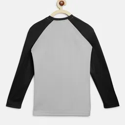 CHIMPRALA Boys Grey & Black Colourblocked Round Neck  Sports T-shirt image 3
