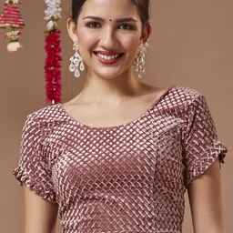 SALWAR STUDIO Self-Design Velvet Non Padded Readymade Blouse-picture-35