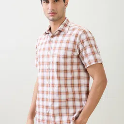 ColorPlus Ghingham Checks Spread Collar Comfort Regular Fit Cotton Casual Shirt image 3