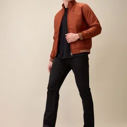 Parx Men Mock Collar Solid Bomber Jacket image 4