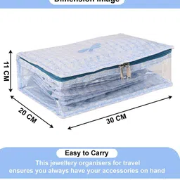 Kuber Industries Blue Pvc Makeup Pouch Bag With 13 Compartment Jewellery Organiser image 4