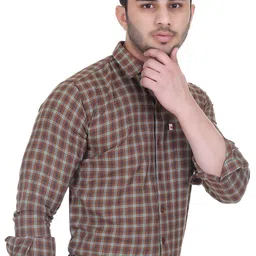 Marc Laurent Men Original Spread Collar Tartan Checked Cotton Formal Shirt image 5