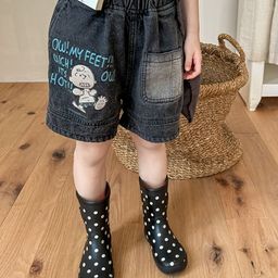 LULU & SKY Girls Washed Loose Fit Denim Shorts Technology-picture-5