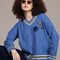 The Roadster Lifestyle Co. Cable Knitted Acrylic Pullover-image-32