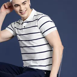 Mast & Harbour Men Striped Polo Collar T-shirt-picture-35