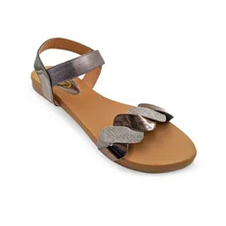 ZaHu Women Open Toe Flats with Laser Cuts image 5