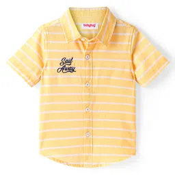 Babyhug Cotton Woven Half Sleeve Regular Collar Stripe Shirt - Yellow-picture-15