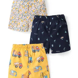 Babyhug Poplin Woven Boxers With Vehicle Print Pack of 3 - Multicolour-picture-11