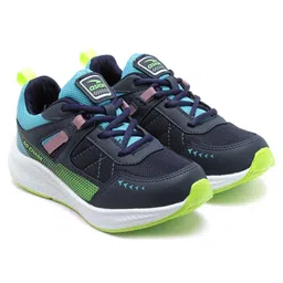 Asian Go Chase Text Designed Mesh Detailed Sneakers - Navy & Firozi Blue-image-75
