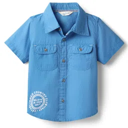 INFINITY Cotton Woven Half Sleeves Believe In Yourself Printed Text Shirt - Blue-picture-12