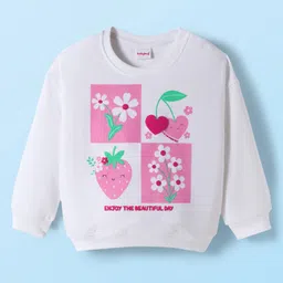 Babyhug Cotton Knit Full Sleeves Sweatshirt with Tropical Theme Print - White-image-12