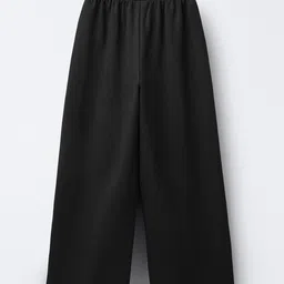 ALAN JONES Cotton Blend Knit Solid Wide Legged Pants - Black-picture-21