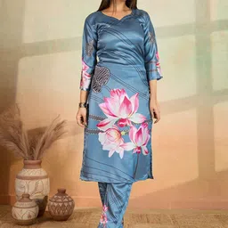 Women Basket Floral Printed Sweetheart Neck Straight Kurta With Trousers-picture-13