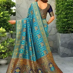 DWIJA FASHION Woven Design Zari Pathani Saree with Unstitched Blouse Piece image 2