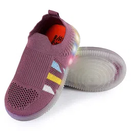 PASSION PETALS Colour Blocked Mesh Detailed LED Slip On Shoes - Onion Pink image 3