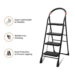 Homlix Black Textured 4-Step Foldable Step Ladder image 3