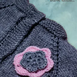 COCOON ORGANICS Full Sleeves Handcrafted Floral Applique Shrug - Grey image 4