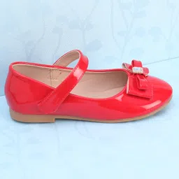 Pine Kids Ballerina with Velcro Closure &  Bow Applique - Red image 4