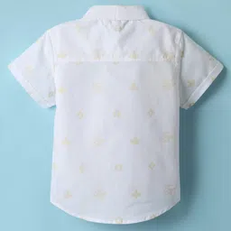 ToffyHouse Cotton Woven Half Sleeves Party Suits With Bow - Cream & White image 4