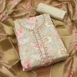 Rangtulika Floral Printed Organza Unstitched Dress Material-image-9