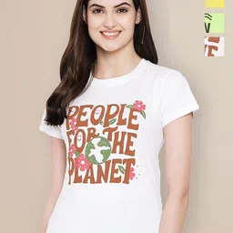 Metronaut Women Pack of 3 Typography Printed Round Neck Cotton T-shirts-picture-16