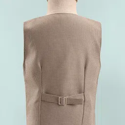 Robo Fry Full Sleeves Textured 3 Pieces Party Suit with Bow - Tan image 5