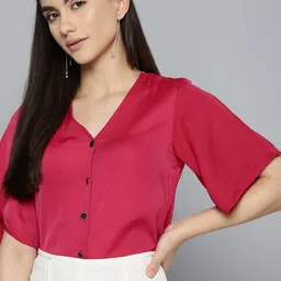 Chemistry V-Neck Shirt Style Satin Top-picture-19