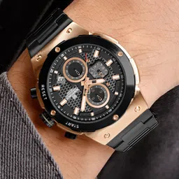 Naviforce Men Textured Stainless Steel Straps Analogue Chronograph Watch NF8072 RG B B image 3