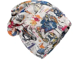 YOUSTYLO Unisex Multicoloured & Blue Printed Beanie image 4