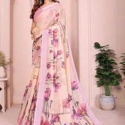 ddfox Floral Linen Blend Saree-picture-32
