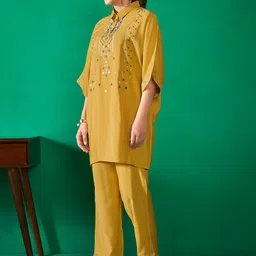 Anouk Yellow Embroidered Top With Trouser Co-Ords image 3