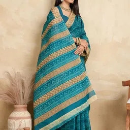 SHANVIKA Ethnic Motifs Printed Pure Cotton Saree image 5