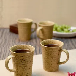 Unravel India Beige Set Of 6 Solid Ceramic Mug Set-picture-35