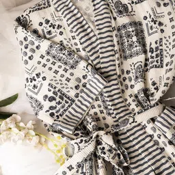 LacyLook Printed Pure Cotton Bath Robe With Belt-picture-30